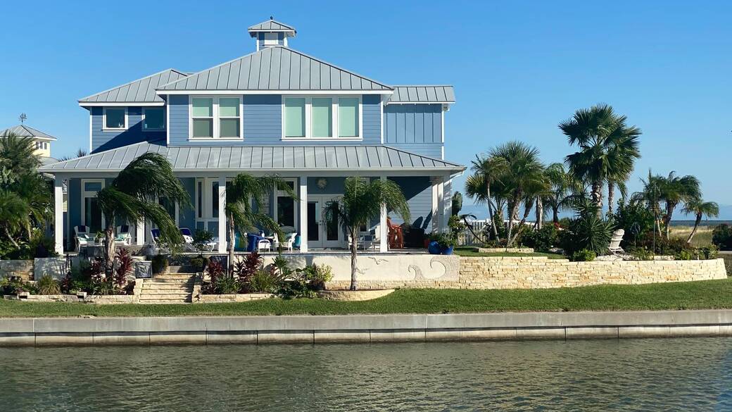 completed waterfront home