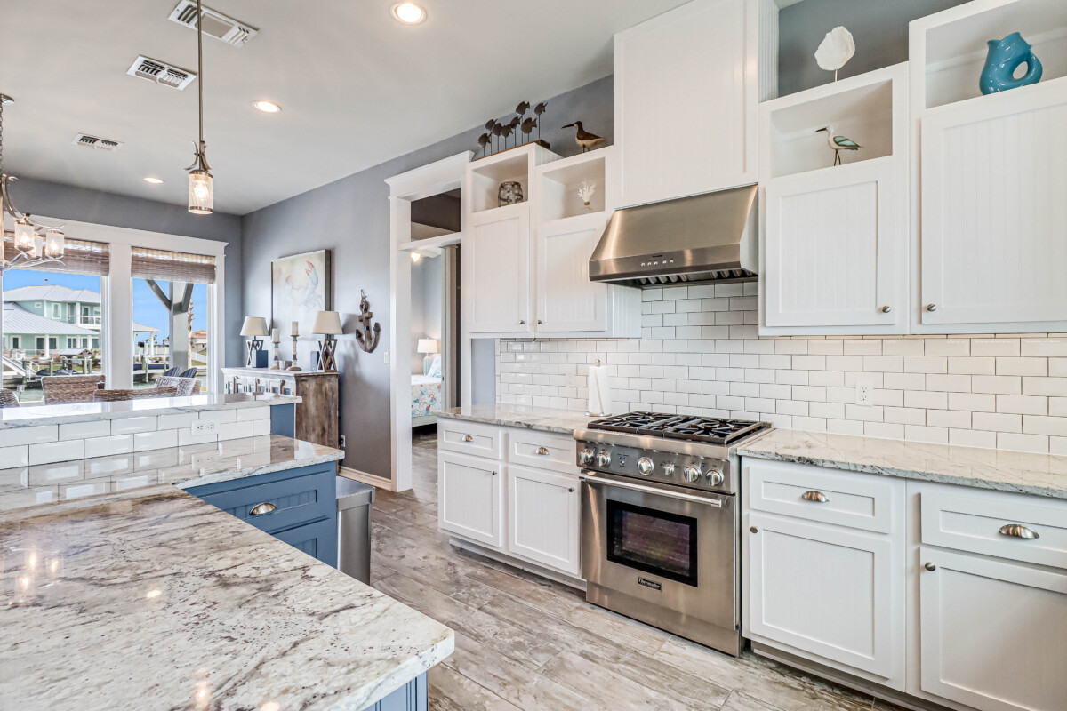 Elegant interior design kitchen with coastal decor